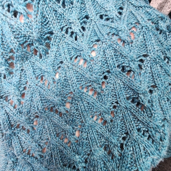 The Limited Teal Wool Blend Pullover V-Neck Open Knit Sweater Women's Large L - Picture 4 of 7